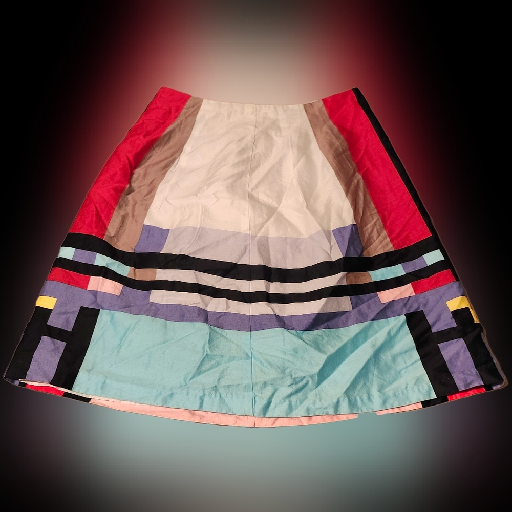 Linea Domani 100% Cotton Geometric Skirt